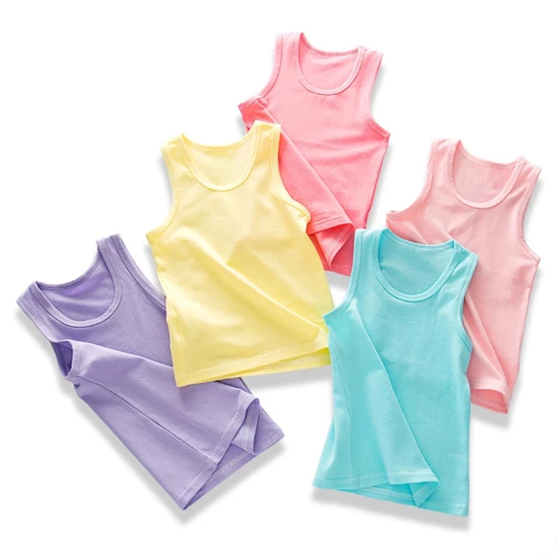 
Organic Cotton Summer Breathable Fitness Plain Blank Sleeveless Singlet Children Tank Top 