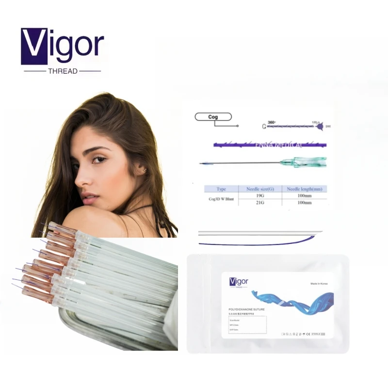 VIGOR wholesale hilos pdo lifting threads korean hilos fishbone mono cog thread lift 8d 18g 100mm korea pdo 3d thread tensioners