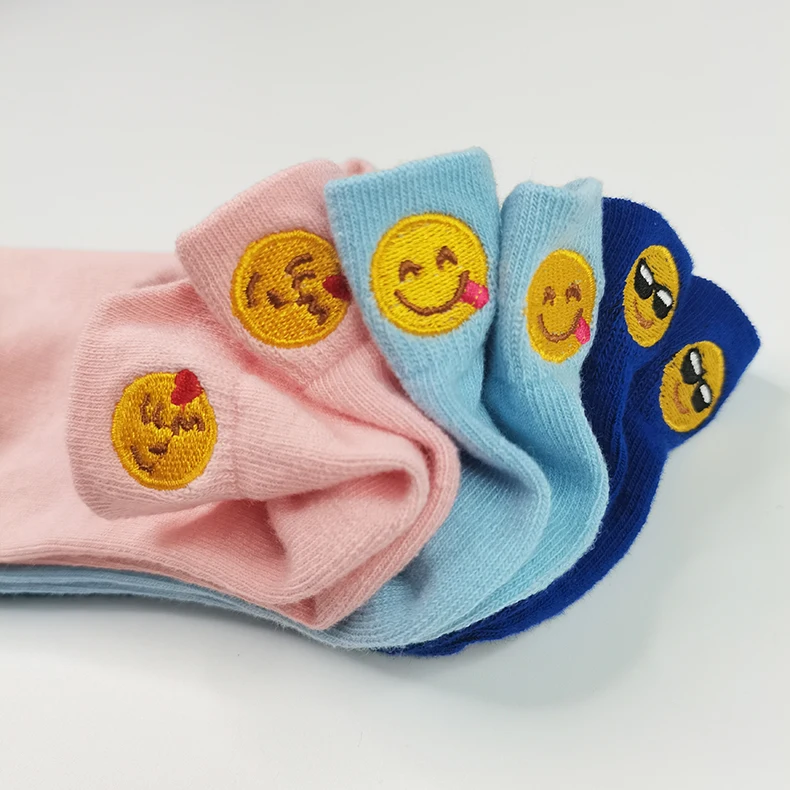 
Wholesale Interesting embroidered boat socks Wechat-Emoji Embroidery women socks 