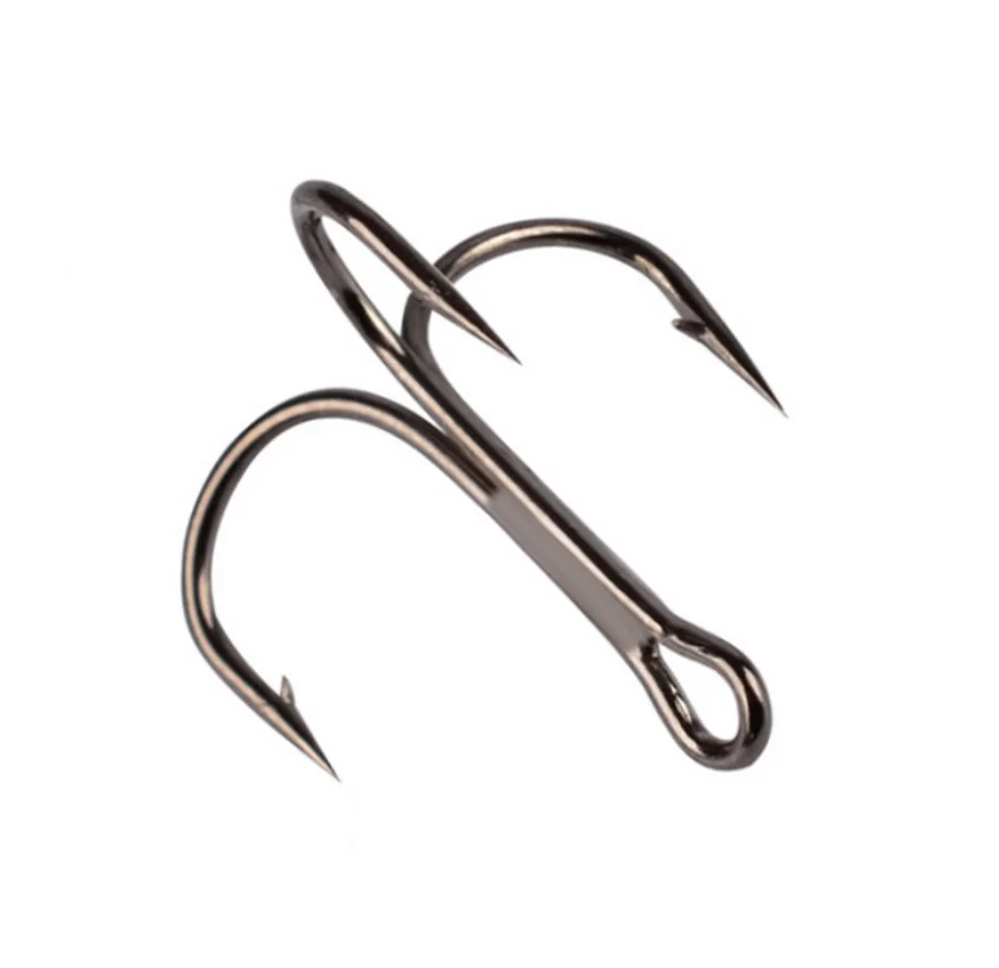 Wholesale Treble Fishing Hooks Carbon Steel Barbed Fishhooks Super Sharp Triple Hooks Sea Tackle Accessories