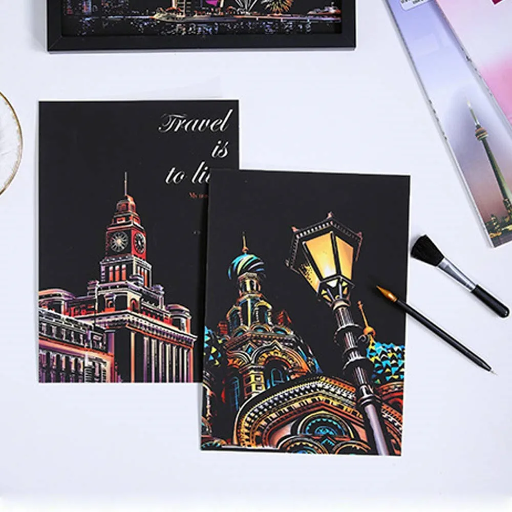 R-SP036-041 Rainbow Paper Scraping For Kids/Adults Magic Creative Card Drawing DIY Scratch Art Painting