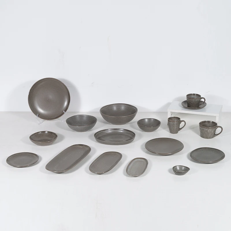 Western Coffee Tea Set Dinnerware Sets Reactive Reactive Glaze Glazed Luxury Porcelain Dinner Set
