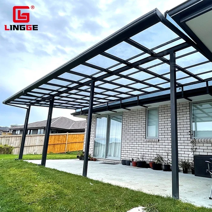 Modern Outdoor Awning With PC Sheet Waterproof Patio Cover Backyard Aluminum Canopy