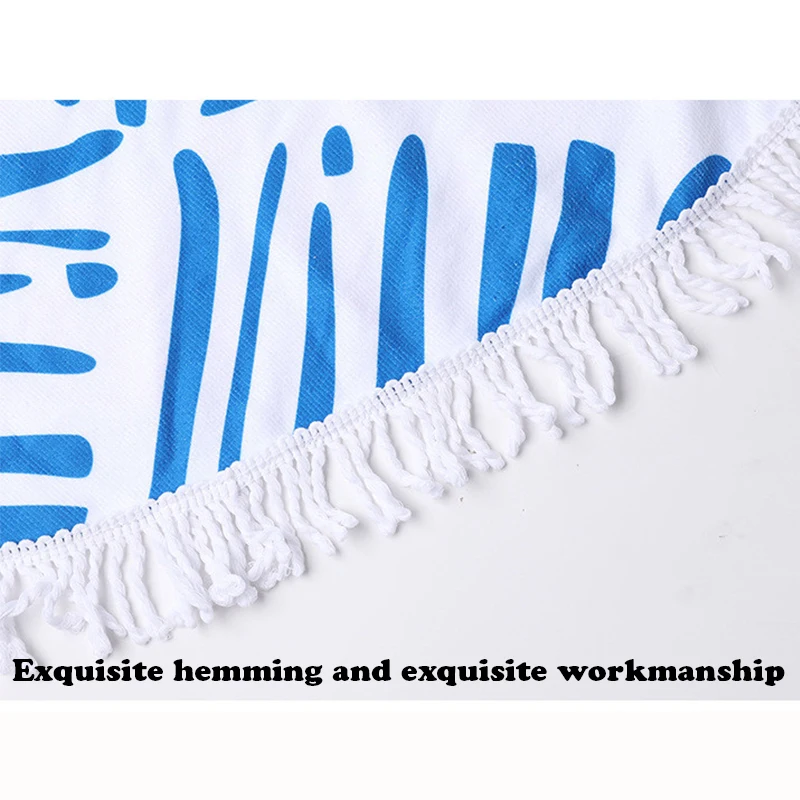 Custom Summer Outdoor Digital Printing Round Shape Beach Towel with Tassel Quick Drying Towel Blanket