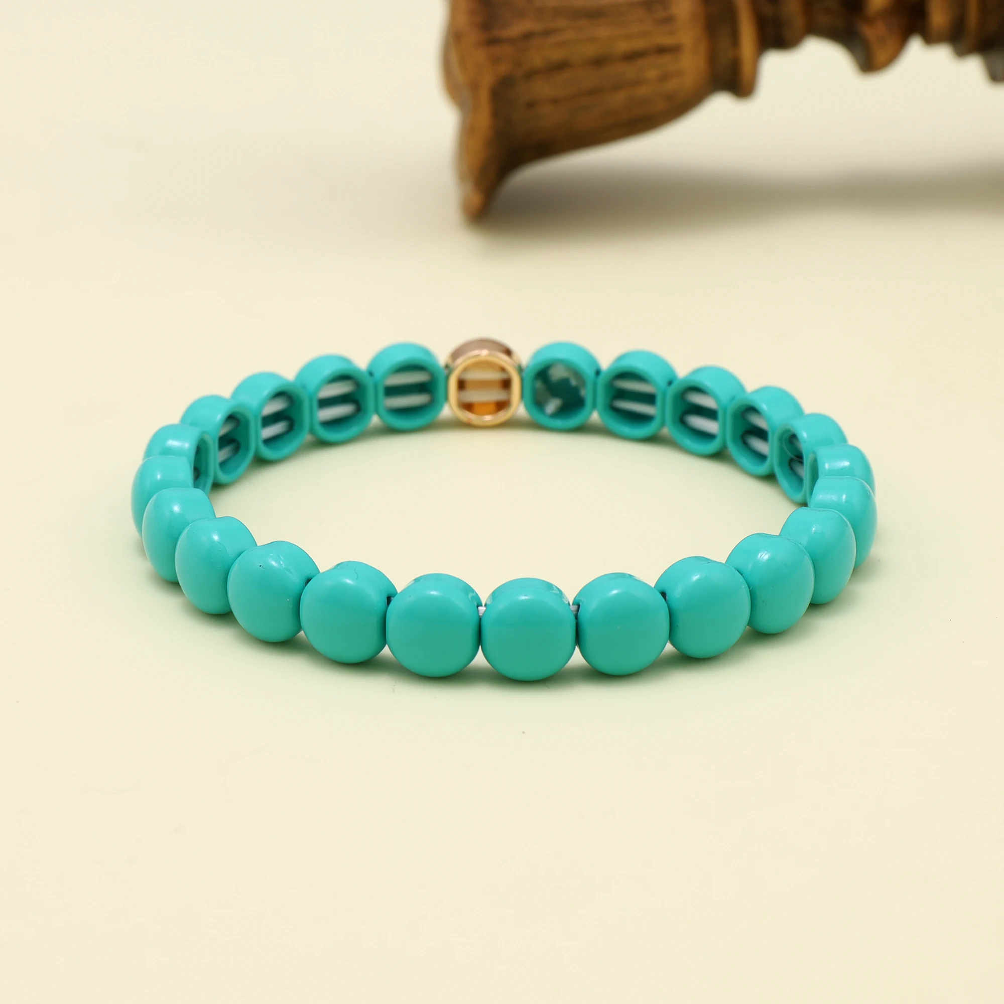 Colorful Candy Round Shaped Elastic Tile Bracelet Jewelry for Women Birthday Gifts for My Girlfriend
