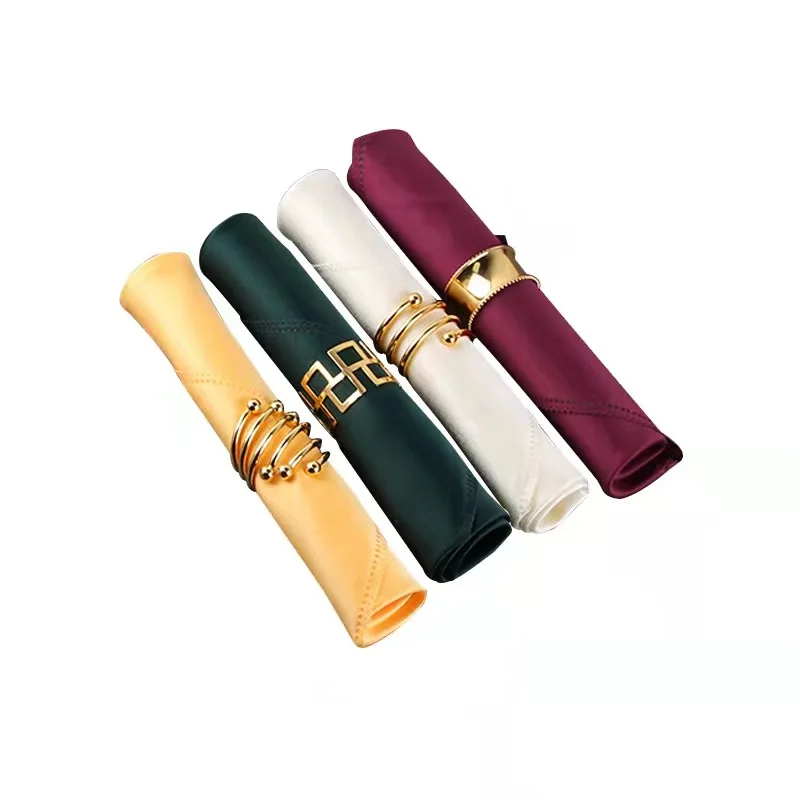 Polyester kitchen dinner table cloth napkins wholesale plain color foldable flowers soft tablecloth napkin