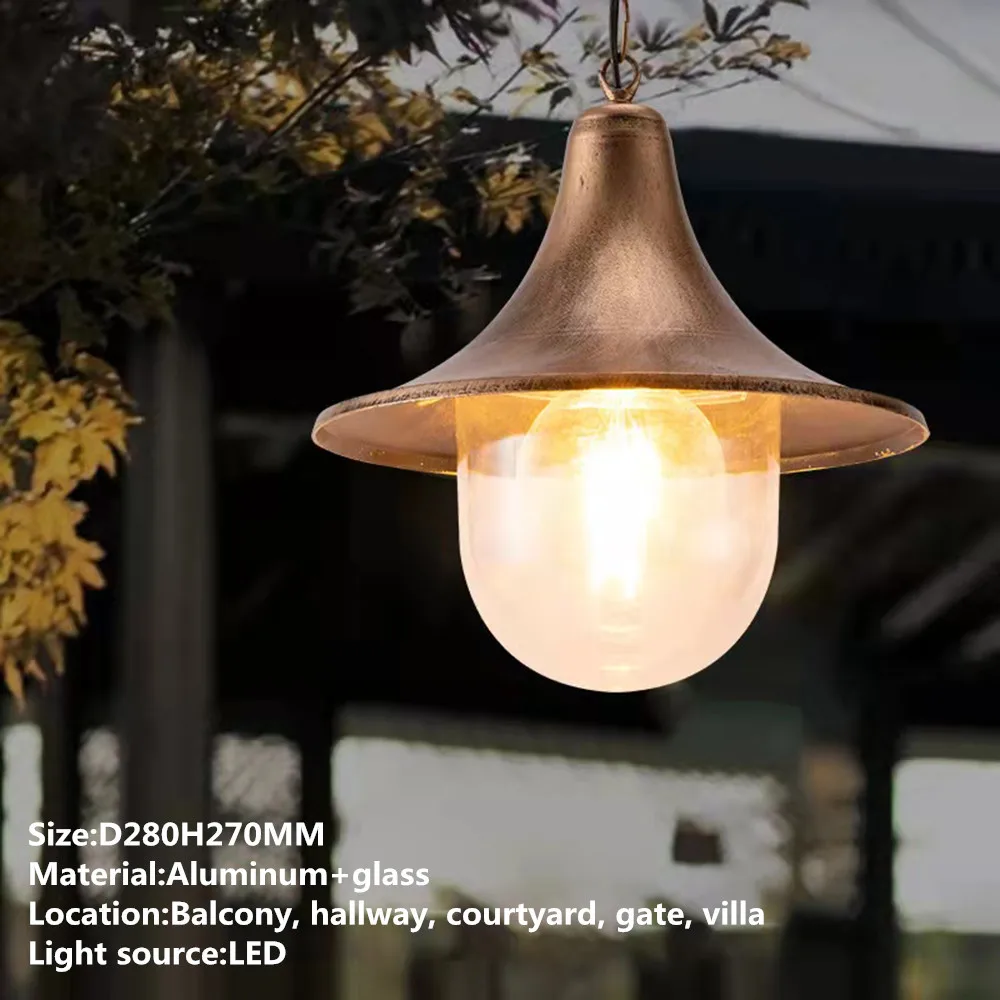 Contemporary Outdoor Pendent Lamp LED Waterproof Villa Garden Courtyard Gate Corridor Balcony Pendent Lamp
