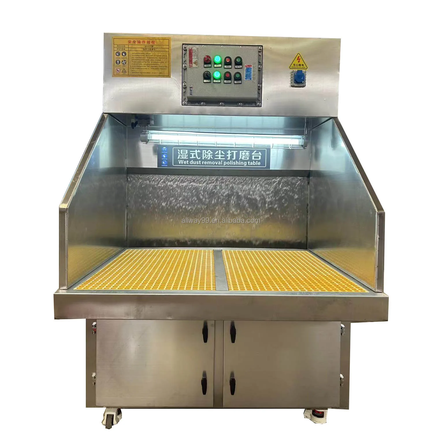 6kw customized dimension industrial grinding cabin water curtain 2m/3m/4m stainless dust removal water curtain grinding table