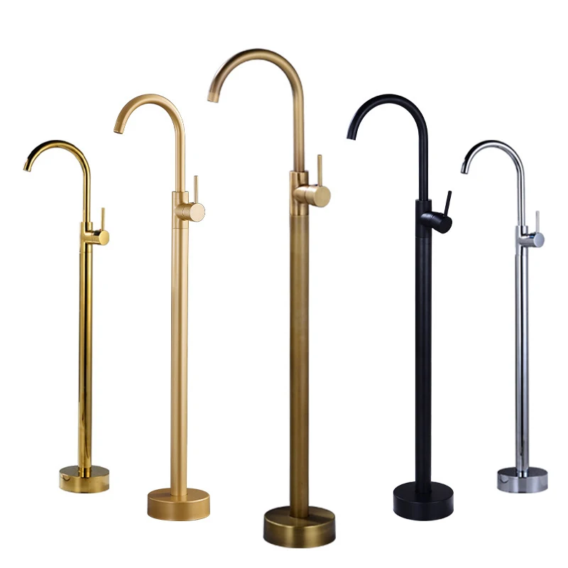 Freestanding Bathtub Faucet Floor Mount Tub Hot and Cold Mixer Taps Brass Standing Shower Bath Faucets Set for Bathroom Hotels