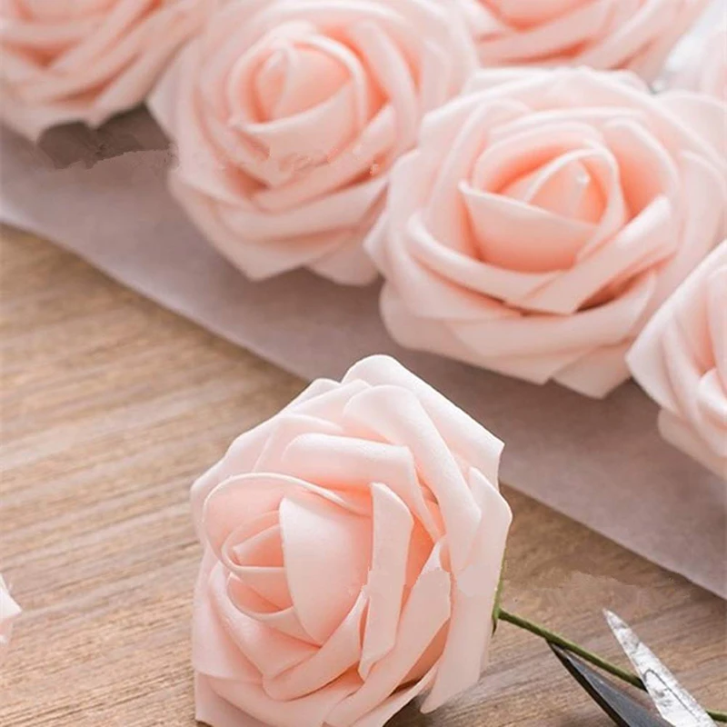 Artificial Flowers 25pcs Real Looking Dark Pink Roses For DIY Wedding Bouquets Centerpieces Arrangements Party Baby