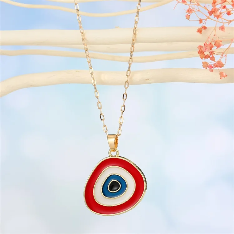 Turkey Blue Eye Necklaces Circular Ellipse Geometry Gold Plated Jewelry Punk Women Statement Necklace Chain 1
