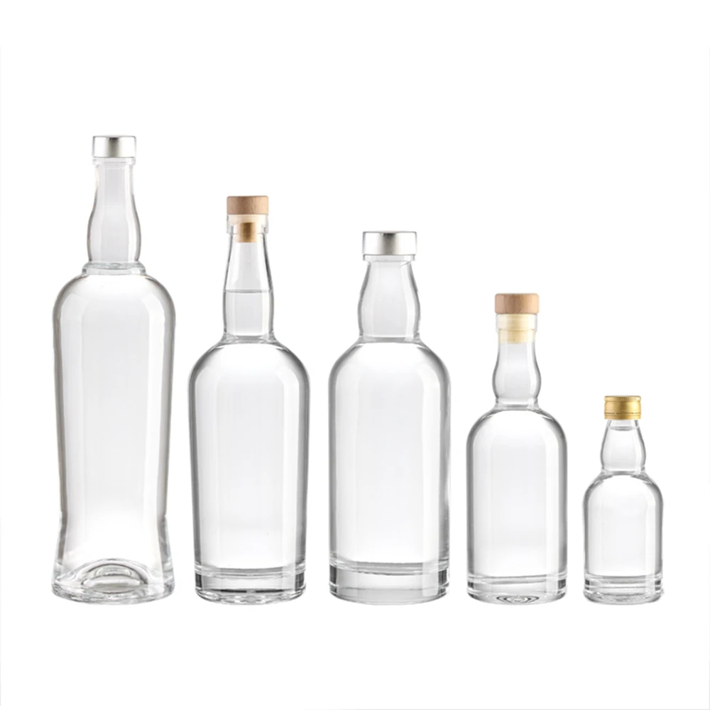 500ml 750ml Glass Spirit Bottle Gin Whisky Rum Vodka Wine Glass Bottles with Stopper Cork