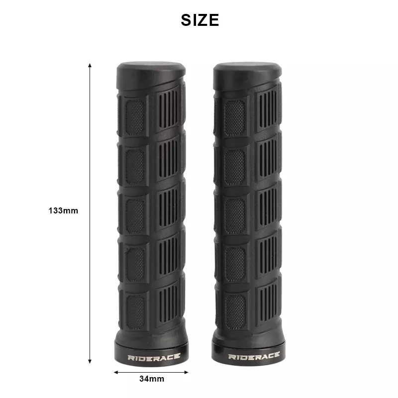 RIDERACE 1 Pair Bike Grips MTB Mountain Bike Aluminum Alloy Durable Handlebar Grips Cycle Bicycle Lock BMX Anti-Slip Rubber Grip