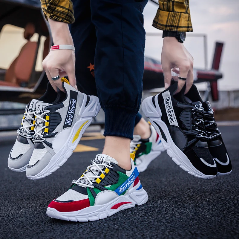 2021 New Casual Tide Shoes Patchwork Bright Colorful Mens Sneakers Shoe