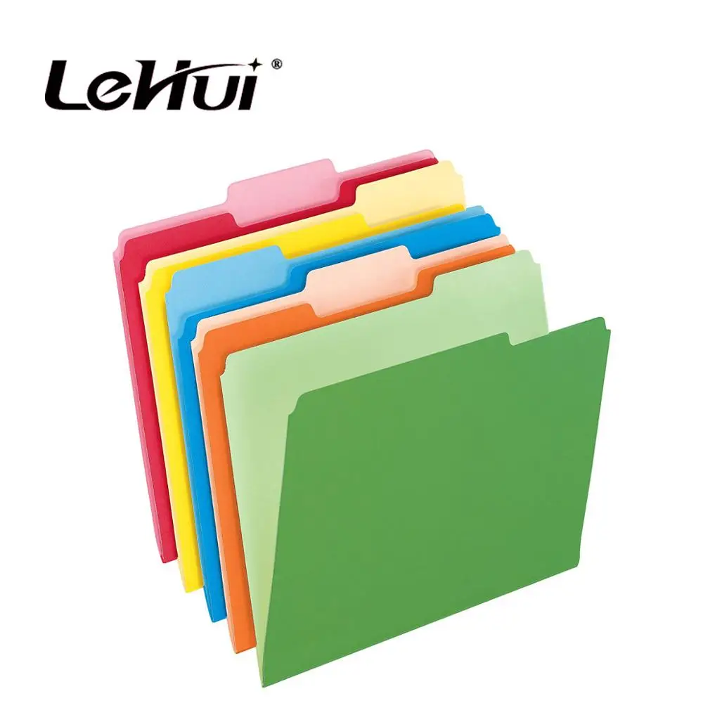 
2020 Newest Item Letter Size 100pcs/box 1/3cut Assorted Colors Two-Tone Color File Folders 