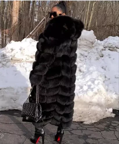 Shenzhen factory custom high quality OEM  fashion fur down coat women winter long faux fur jacket