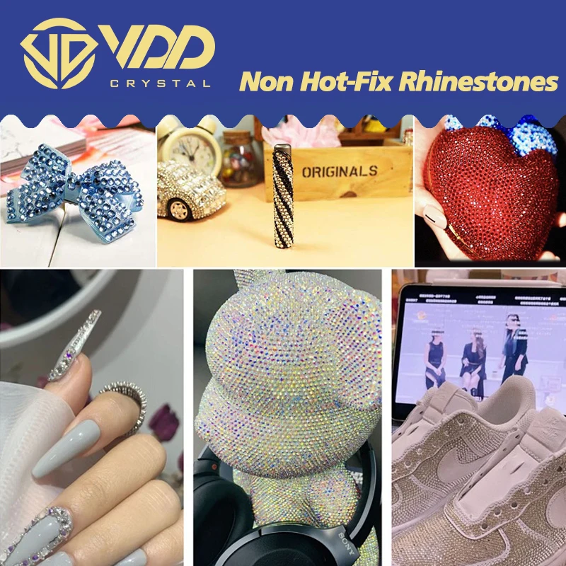 VDD 061 Moon Shadow 1440Pcs SS4-SS20 Mix Size Clear Crystal Non HotFix Gold Flat Back Rhinestones  DIY 3D Nail Art Accessories