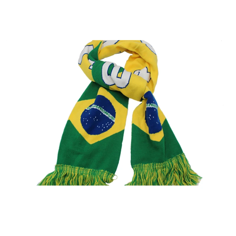 BSCI manufacturer winter oem custom printed acrylic jacquard world football sport club fan acryl scarf