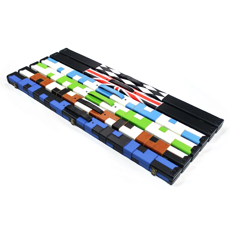 Factory Price 3/4-PC Leather Patchwork Billiard Cue Case Wooden Pool Cases Box with Plastic Protective Corner