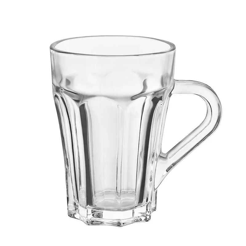 Super White BlinkMax ZB49 150ml Casual Afternoon Tea Glasses Stripped Cup With Handle Crimping Lip Coffee Mug Delicate Glassware