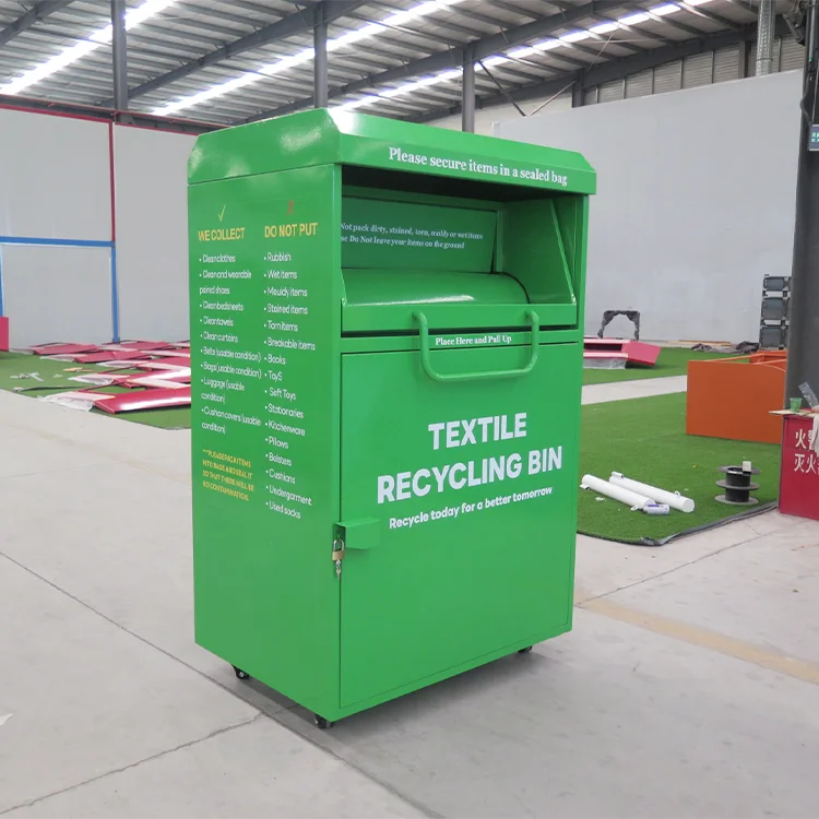 Wholesale Customized Logo Metal Clothes Donation Drop off Bin Steel Clothing Recycling Bins Clothes Donation Bin