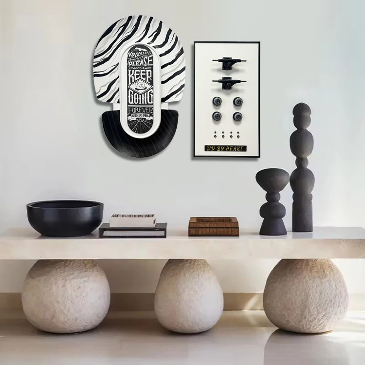 Абстрактный скейтборд минималистский декоративный Однолинейный художественный Настенный декор 3D текстурированная настенная скульптура для гостиной