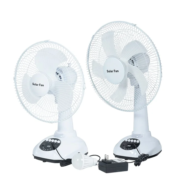 Rechargeable 12 Inch Solar Charging Power Table Fan With Solar Panel And Led Bulb Lights Usb Ports Solar Fans For Home Office