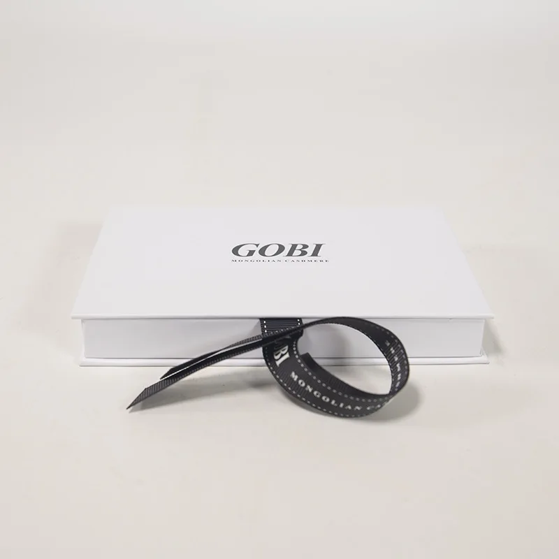 Custom Business Credit Card Box Glossy Laminated White Paper Cardboard Packaging with Ribbon for Shipping Free Gift