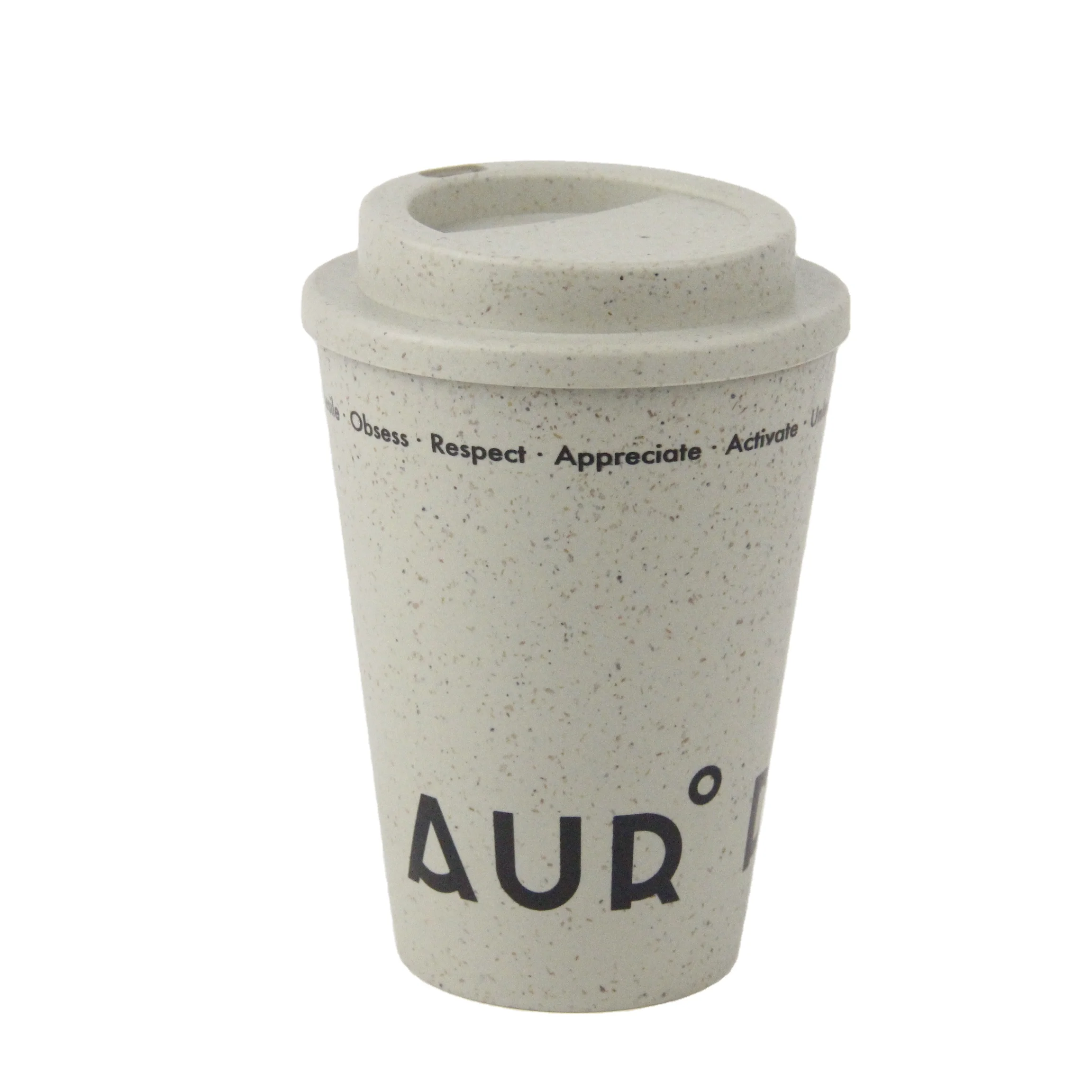 12oz double wall wheat straw coffee cup with plastic lids drinking coffee