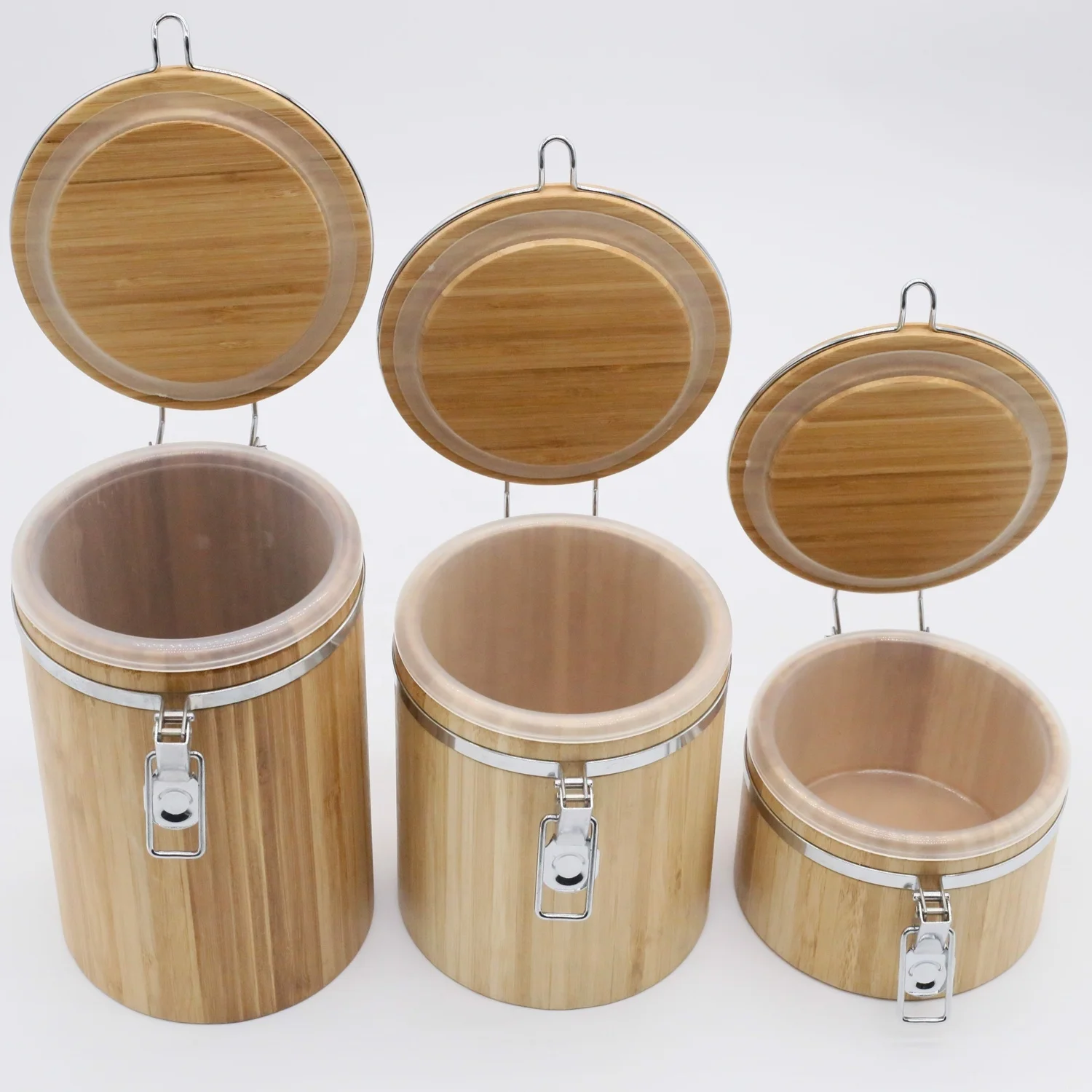 Bamboo Coffee Canister Food Storage Canister with Lid - Large For Kitchen with Coffee Tea Sugar Candy Cereal