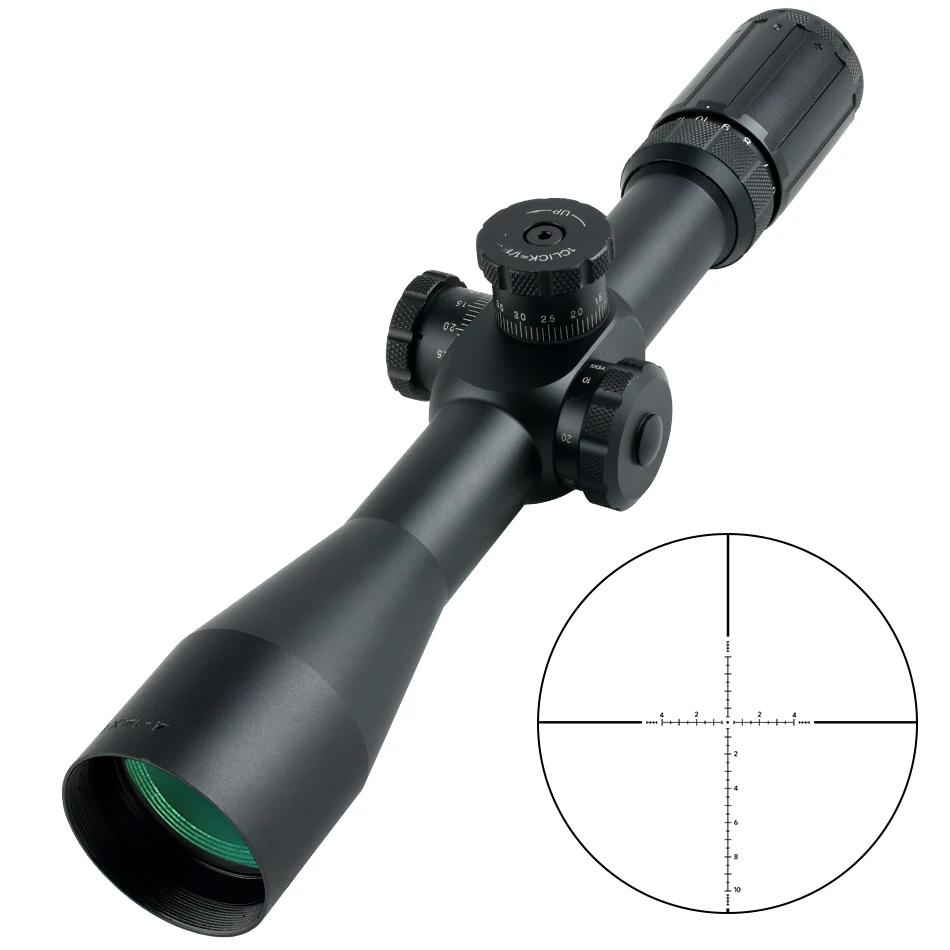 SYQT FFP 4-14X44 Side Focus Hunting Scopes First Focal Plane Illuminated Sights Sunshade