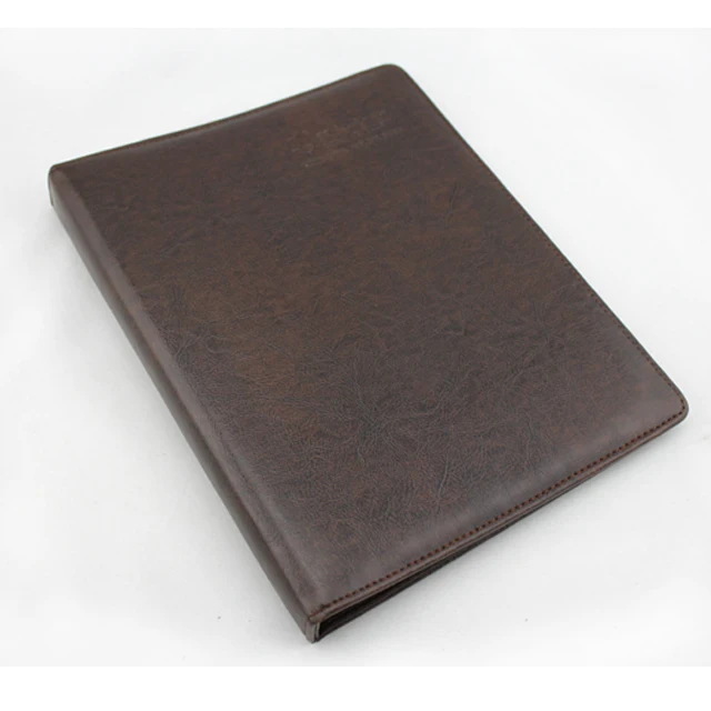 Customize high quality pu leather ring binder / 3 ring binder /embossed A4 file folder