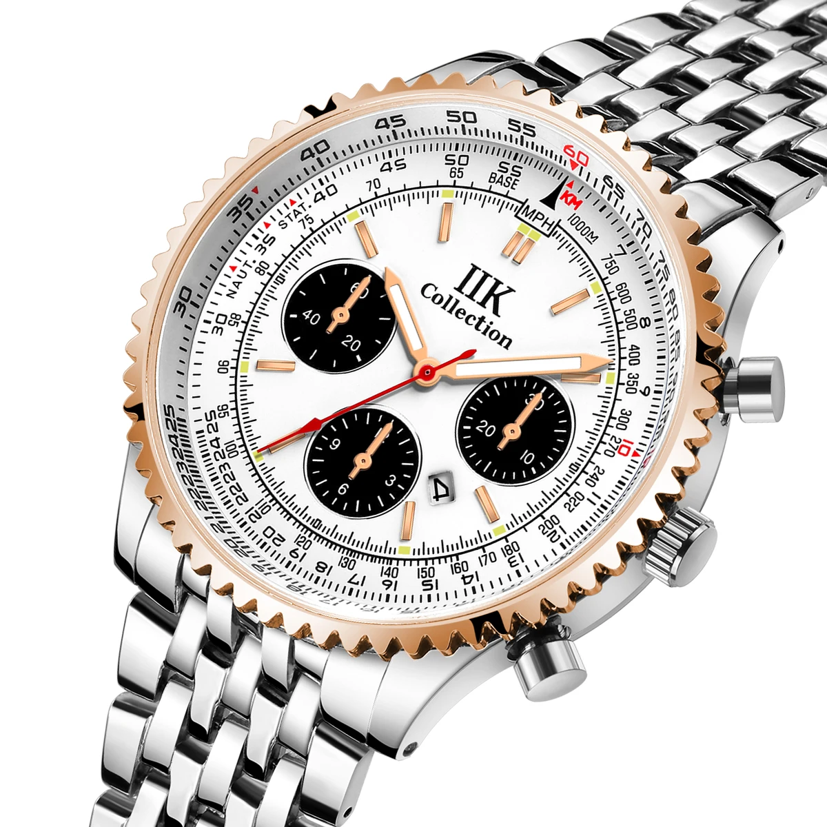 False Sub Dials Watch Men Luxury Brand IIK Mens Business Quartz Chronograph Wrist Watch