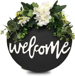 New Design Black Welcome Wooden Sign Wooden Hanging Sign Front Door Sign Wood Decorations For Home wreaths for front door