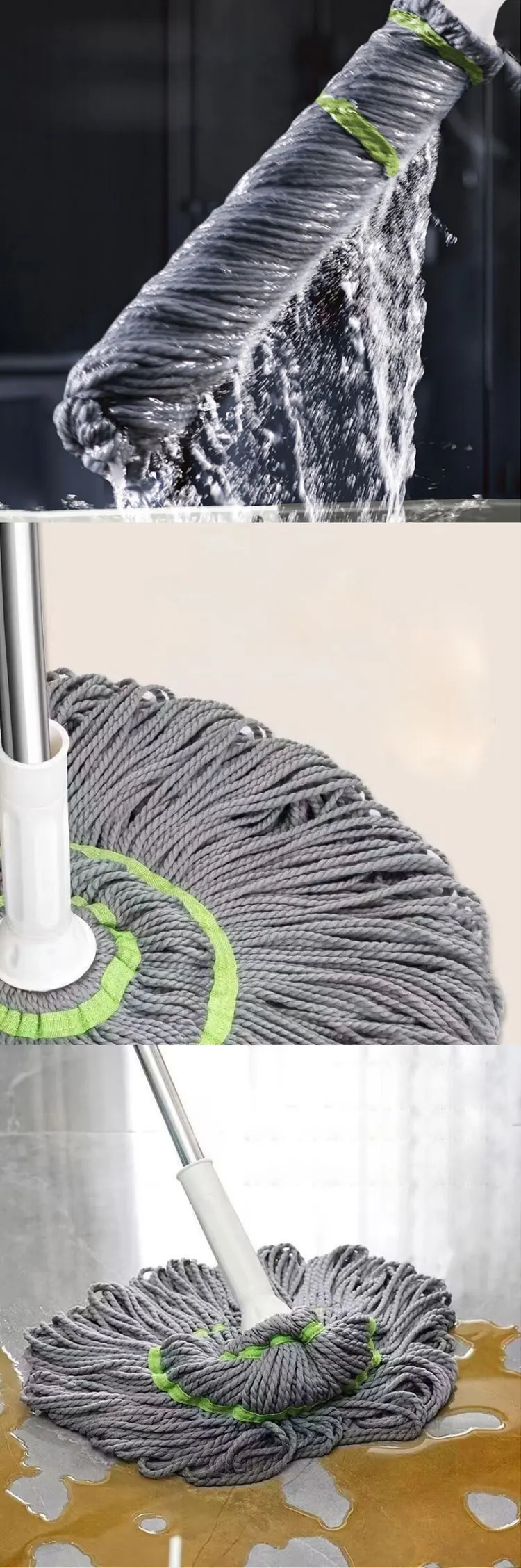 Household Cleaning Tool Twist  Floor Mop Rotatable Microfiber Mop Long Handle Self-twisting Water Mop