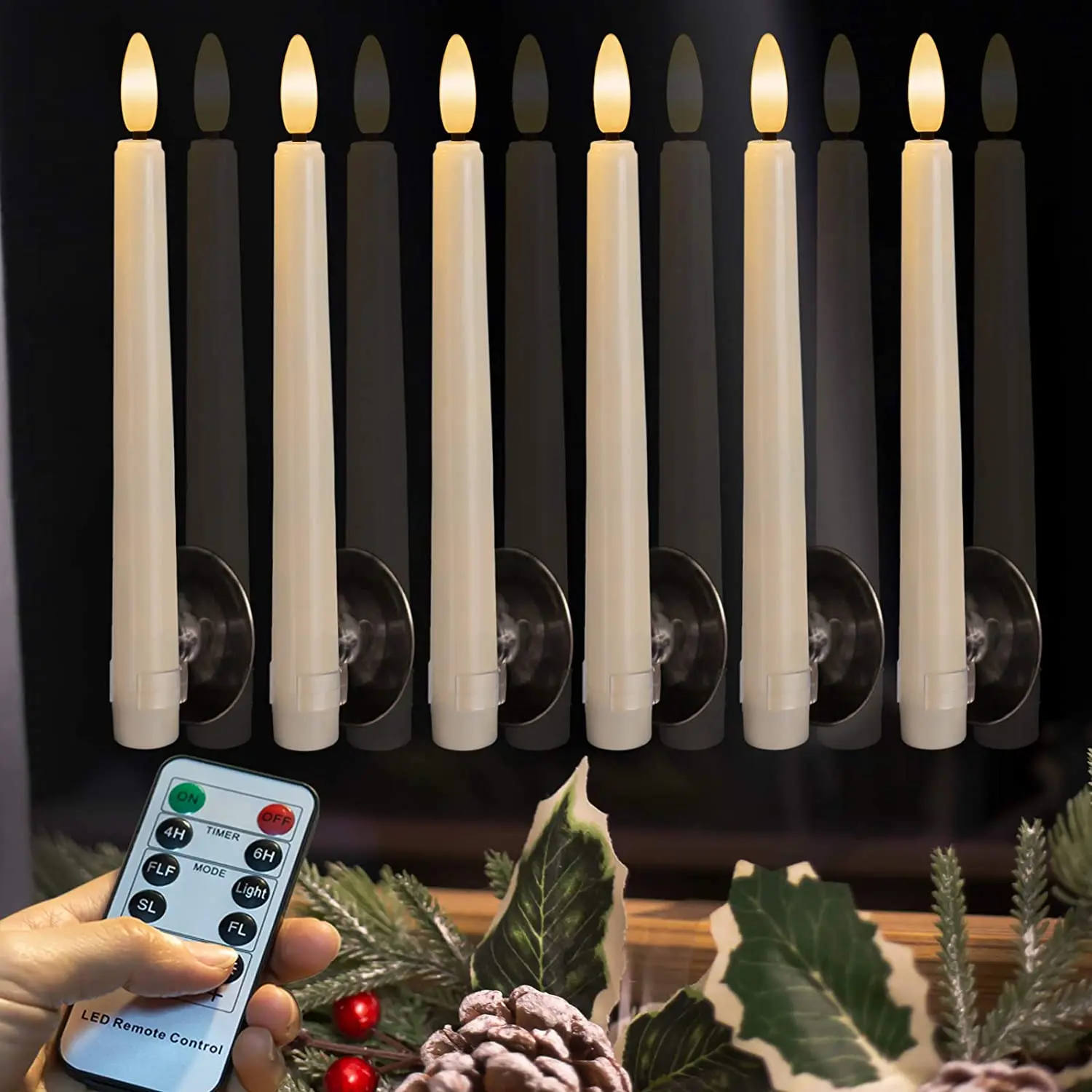 Led Taper Flameless Candle With Real Flame Design 3D Flame Battery Operated WindowCandles,Suitable For Home Wedding Dinnar Table