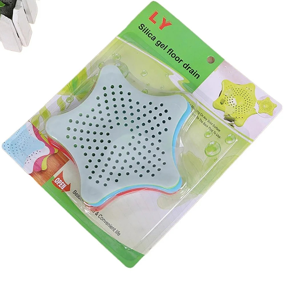 Factory wholesale 4 pieces creative starfish shape anti-blocking floor drain colorful sink filter