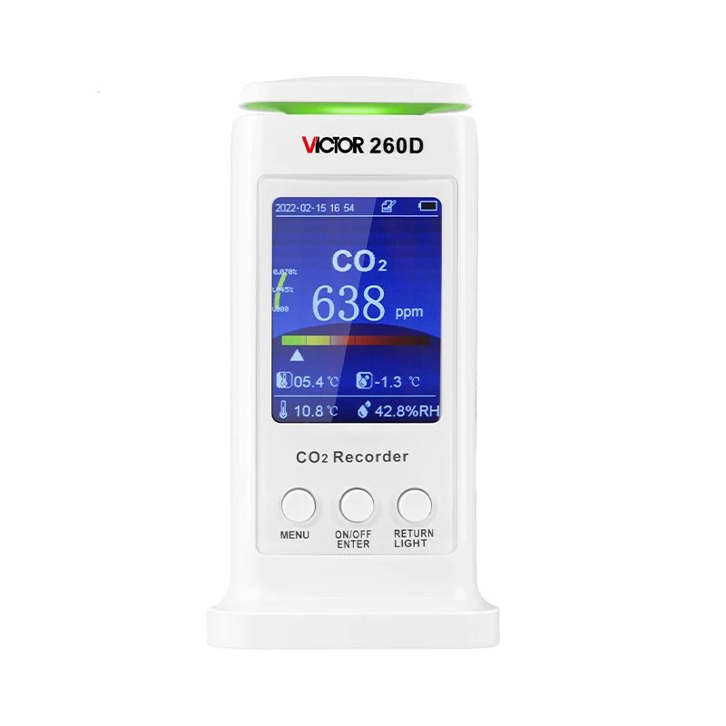 VC260D CO2 Monitor with USB Temperature and Humidity Air Quality Tester 3 In 1 Carbon Dioxide Recorder