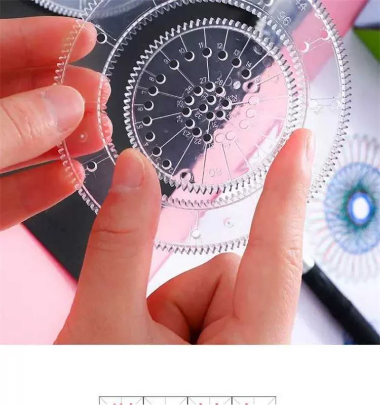  Million Flower Magic Geometry Set Hand Newspaper Template Hollow Rulers School Tools Curve Drawing
