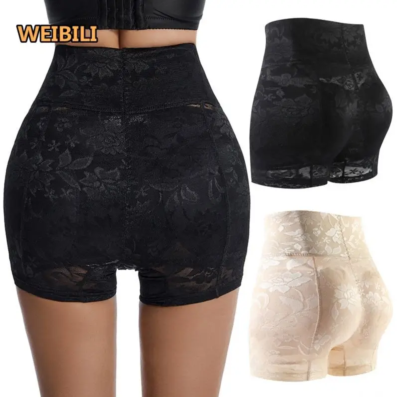 High Waist Trainer Body Butt Lifter Hip Enhancer Thick Waistband Lace Shapers Women Shaper Panties Hip Butt Padded Panty