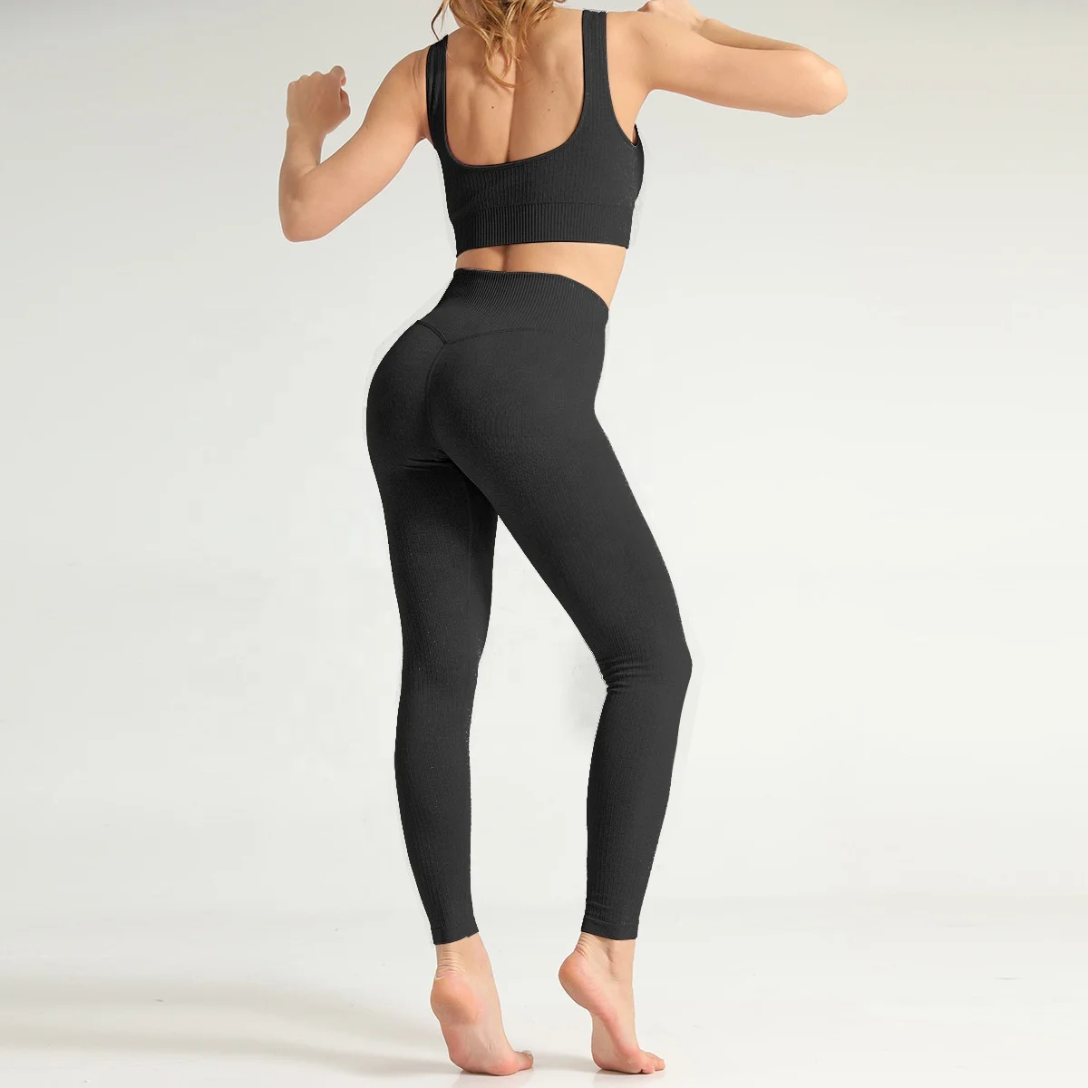 
Amazon Hotsell Custom Logo Seamless Nylon Sexy Fitness & Yoga Wear Bra Underwear and Leggings 