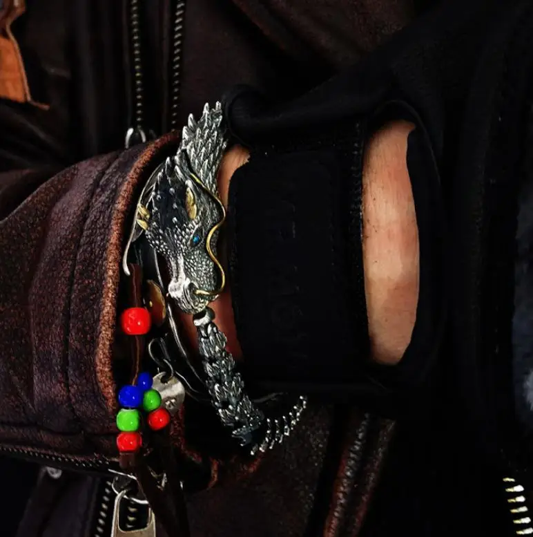 CaiCai Dragon bracelet male retro domineering trendy male bracelet keel cold wind advanced sense of large black dragon snake