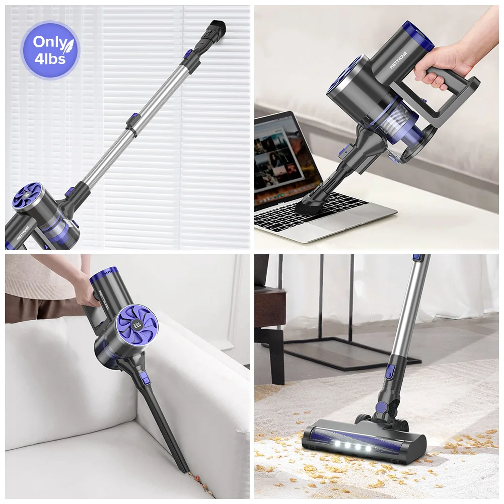Cordless Vacuums House Cleaner PRETTYCARE P4 Handheld Electric with Led Light & Telescopic Tube to Remove Home Bed Mites Cleaner
