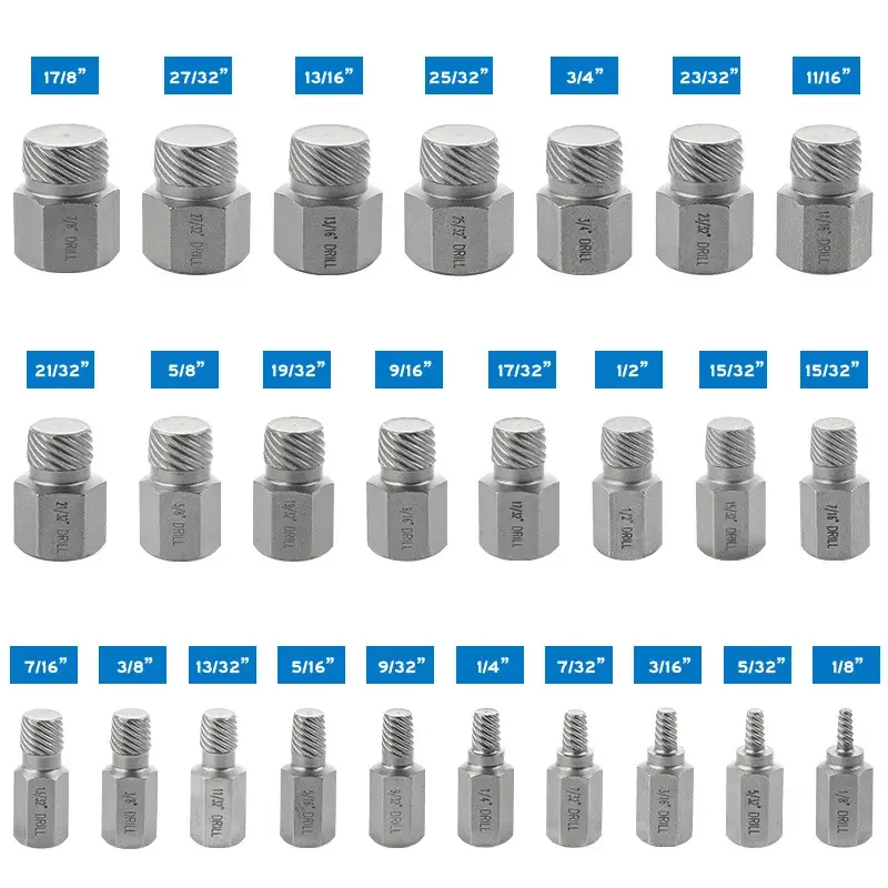 Wholesale Broken Bolt Extractor 25 pieces Damaged Screw Extractor Remover Set Hex Shank Screw Extractor Removal Tool Kit