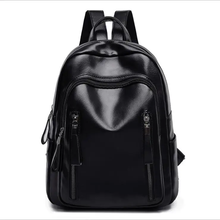 
Ladies PU Leather Backpack Double Zipper Large Capacity Fashion Soft Durable Brown Color Leather Shoulder Backpack For Woman 