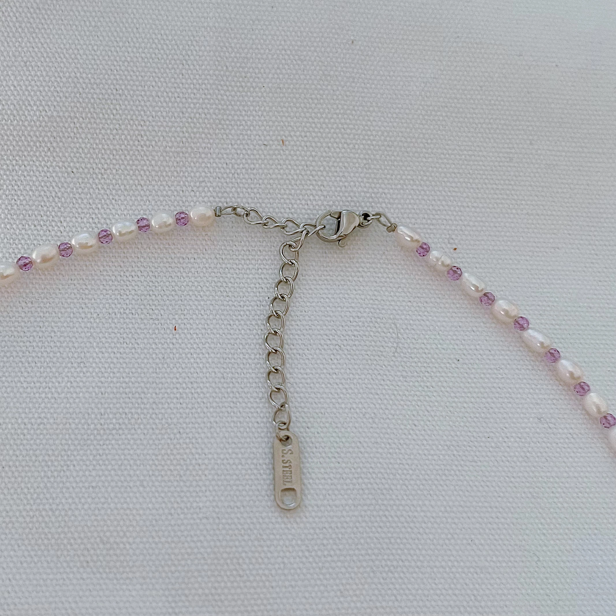 2024 Summer jewelry Mini 2-3 mm natural freshwater pearl necklace crystal purple beads necklace for women delicate necklace