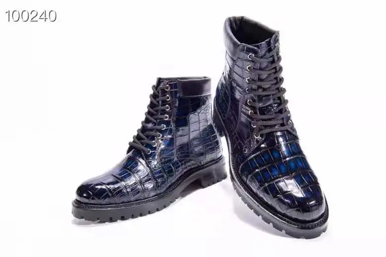 Goodyear welt Men Martin Boots Shoes Alligator Skin ankle men leather Boots High Quality winter crocodile Leather Boots For Men