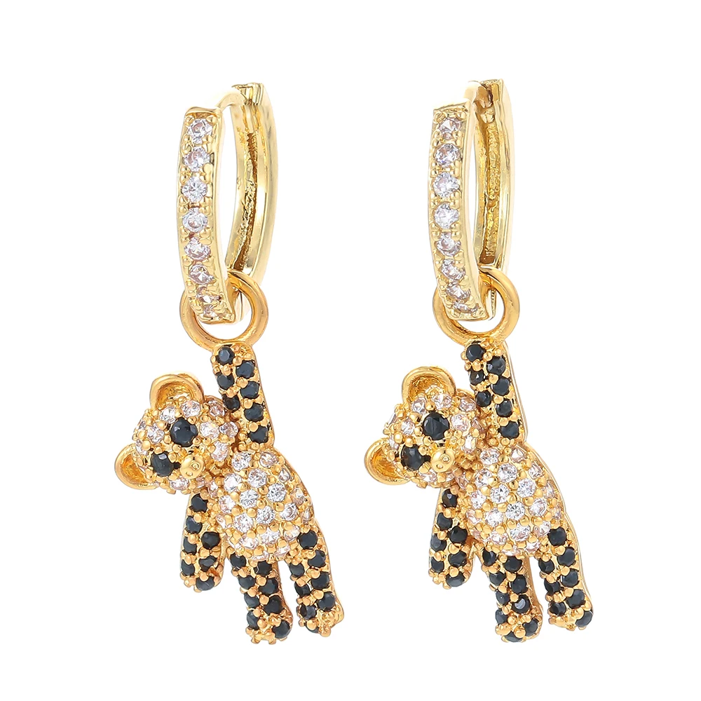 EYIKA Gold plating earrings Animal earrings panda eardrop color zircon earrings