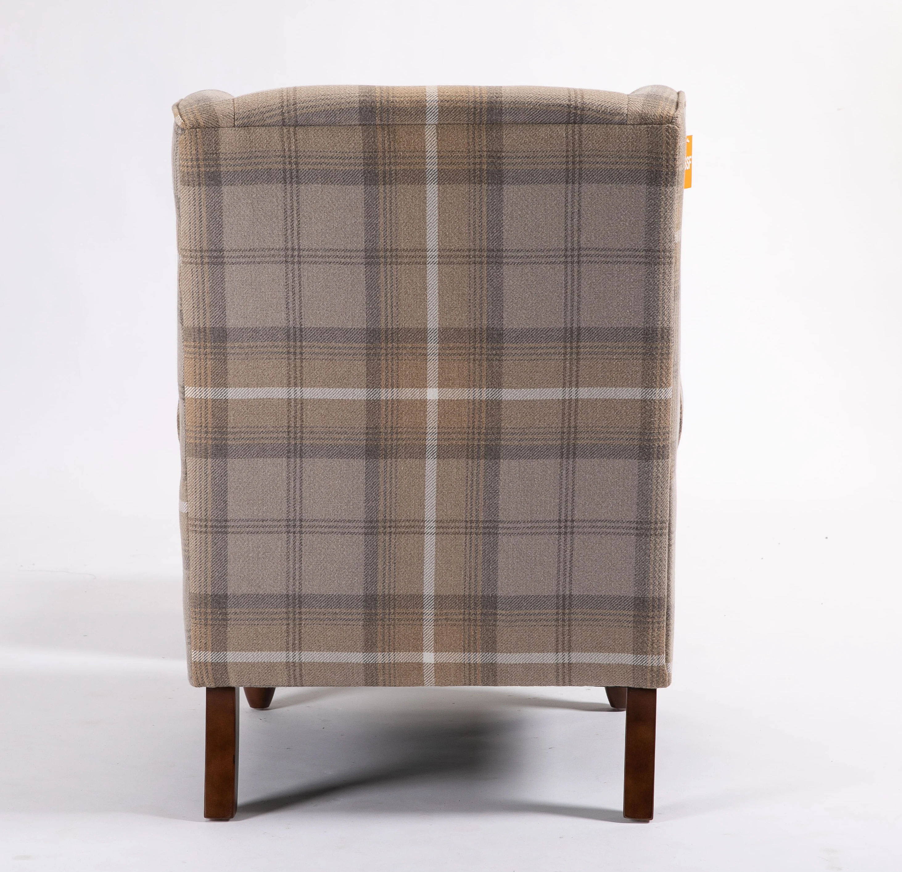 Pleasurable and Sturdy Fabric Upholstered Solid Wood Living Room Armchair with Storage Footrest