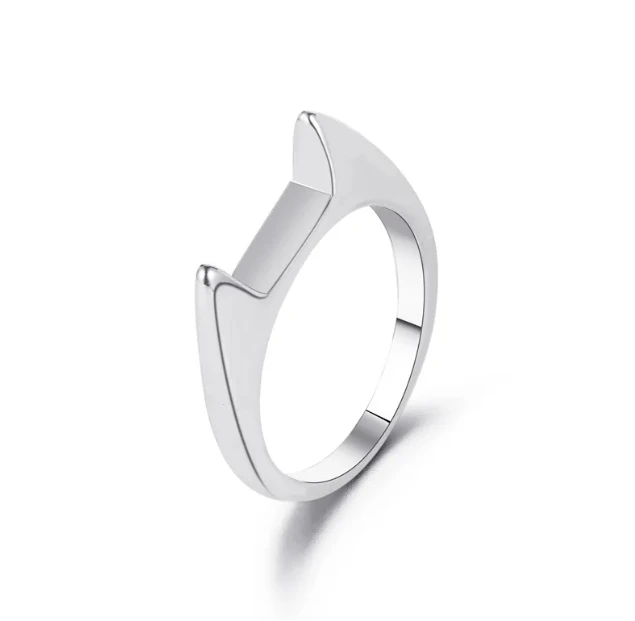 Custom fashion  cat ear shape couple rings 18k gold plated jewelry stainless steel ring